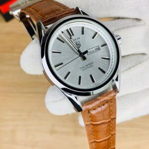 TG- Brown Belt Silver Case White Dial