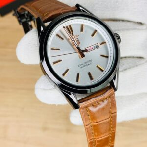 TG- Brown Belt Black Case White Dial