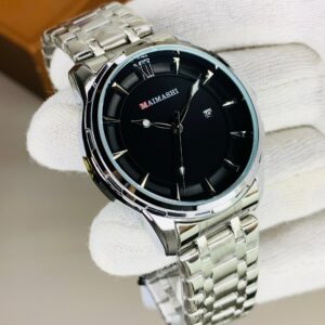 MI- Silver Chain Black Dial
