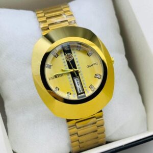 R ANDA DAY AND DATE WORKING - Golden Chain With Gold Black Dial