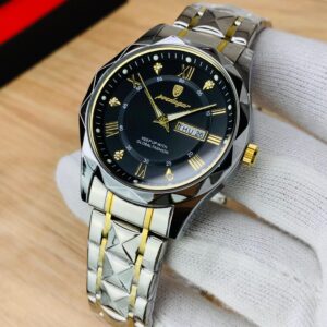 POEDAGAR - Two Tone Chain Black Dial